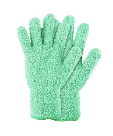 Sibba 2 pieces of dust gloves microfiber glove car dusting cleaning F ustlings reusable coral fleece Washable plants cleaning glove for kitchens house blinds furniture (cyan) 2pcs cyan