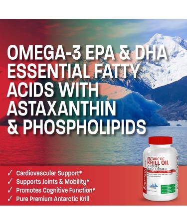 Bronson Antarctic Krill Oil 2000mg with Omega-3s EPA, DHA, Astaxanthin - 120 Softgels (60 Servings) - Buy Online on GoSupps.com