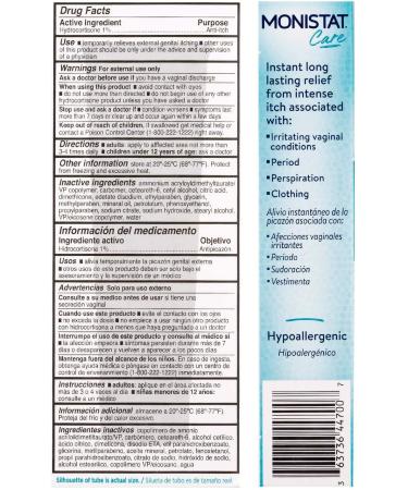 Monistat Care Instant Itch Relief Cream - Max Strength - Cools & Soothes - 1oz Each - Pack of 3 - Buy Online on GoSupps.com