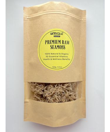 Premium Gold Sea Moss (Raw and Dried) | 100g (3.5oz) per Pack | 100% Organic | Natural Superfood for Health and Wellness