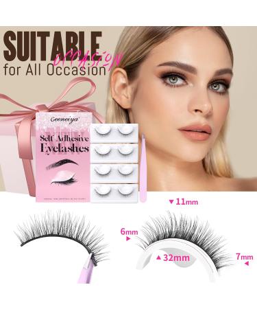 Buy Wispy Self Adhesive Eyelashes - Reusable Natural Look False Lashes | 3 Pairs with Tweezers by Geeneiya - International Shipping Available - Buy Online on GoSupps.com
