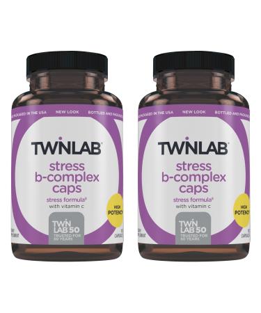 Twinlab Stress B-Complex Caps - Energy Support Supplement with Vitamin B12 and B6-100 Capsules (Pack of 2)