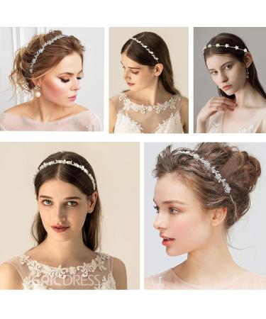 6 Pack Crystal Flower Headbands - Wedding Party Hair Accessories for Women and Girls - Buy Online on GoSupps.com
