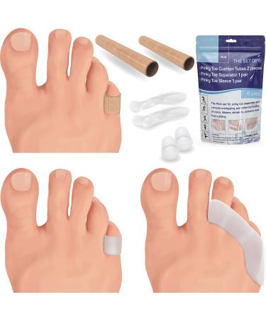 ToeLab Pinky Toe Separators Pin6 - Little Toe Cushion Tubes + Pinky Toe Splint Spacers + Small Toe Straightener Sleeves - Set of 6 pieces Baby Toe Protectors Pin6 for Pinky toe