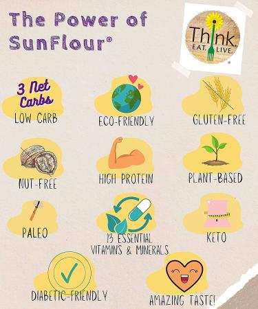 SunFlour Sunflower Seed Flour for Baking - Low Carb, Gluten and Grain Free, Nut Free - Keto, Paleo, Vegan, Diabetic Friendly - 3 Net Carbs, Natural Plant Protein - 12oz - Buy Online on GoSupps.com
