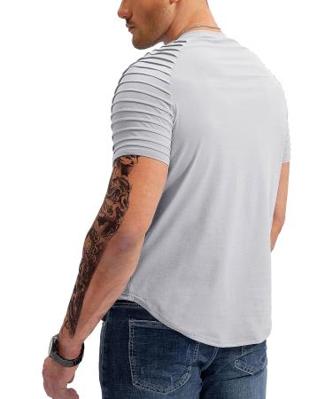 Pinkbomb Men's Muscle T-Shirt - Short Sleeve Athletic Gym Tee (Light Grey, Medium) - Buy Online on GoSupps.com