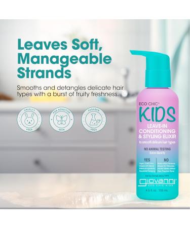 GIOVANNI Eco Chic Kids Leave-In Conditioner - Vegan Styling Elixir for Smooth Hair - 4.5 Fl Oz - Buy Online on GoSupps.com