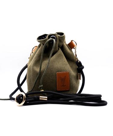 vanClyde Premium Treat Bag for Dogs - Canvas Food Bag with Belt Clip & Lanyard Ideal for Training & On the Go Khaki