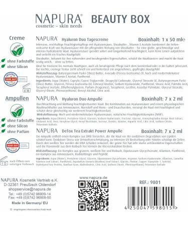  NAPURA NAPURA Beauty Box with 7 x 2ml Detox Tea Power ampoules 7 x 2ml Hyaluronic Acid Duo ampoules 50ml Hyaluron Duo Day Cream Intense Moisturizing Care Moisturizer - Buy Online on GoSupps.com