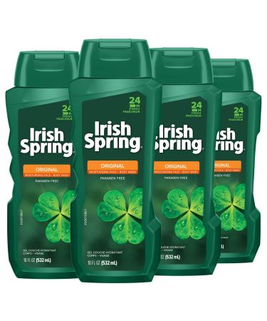 Irish Spring Original Body Wash for Men - 18 Fl Oz (Pack of 4)