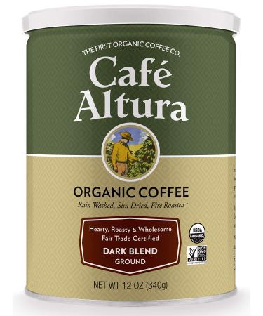 Cafe Altura Ground Organic Coffee, Fair Trade Dark Blend, 12 Ounce (Pack of 3) Fair Trade Dark Blend 12 Ounce (Pack of 3)