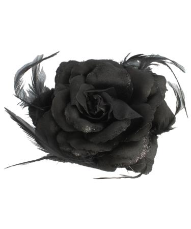 Black Rose Hair Clip Large Rose Fascinator Flower Hair Clip Black Hair Accessories Clips Elastic Wedding Hair Flower