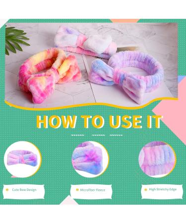 WSYUB Spa Headband | Makeup Bow Headband for Washing Face | Fuzzy Gradient Headbands for Teen Girls & Women | Skincare Hair Bands in Purple Pink & White - Buy Online on GoSupps.com