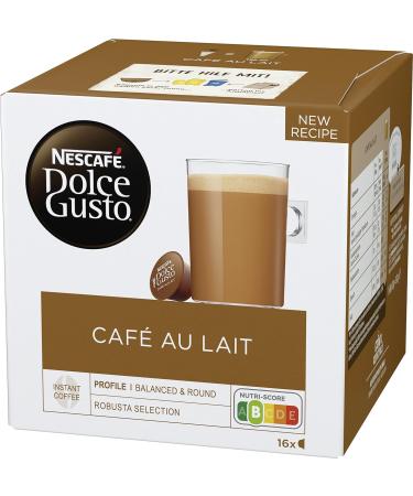 Nescaf Dolce Gusto Caf Au Lait 96 Coffee Capsules - 6 Pack | Rich Robusta & Creamy Foam | Aroma Sealed for Freshness - Buy Online on GoSupps.com