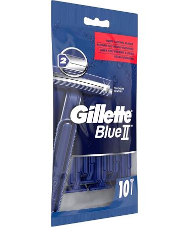 Buy Gillette BlueII Disposable Razors for Men - 10 Pack 2 Blade Fixed Head for Smooth Shaving | International Shipping Available - Buy Online on GoSupps.com