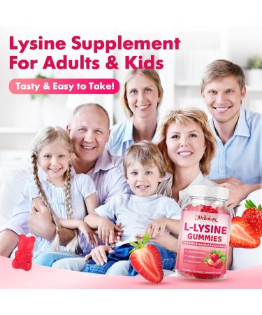 L-Lysine 1000mg Gummies Chewable Lysine Supplement for Adults & Kids Immune Support Essential Amino Acid Vegetarian Non-GMO Sugar-Free Gluten Free Strawberry Flavor 60 Counts 60 Count (Pack of 1) - Buy Online on GoSupps.com