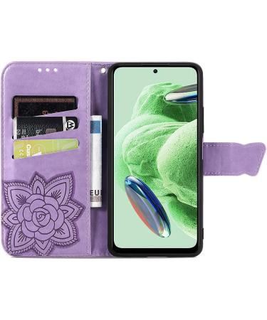 Monwutong HZD Redmi Note 12 5G Case - 3D Butterfly PU Leather Folding Stand with Magnetic Closure & Credit Card Slots - Light Purple - Buy Online on GoSupps.com