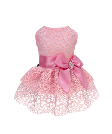 Fitwarm Fancy Dog Tulle Dress, Dog Clothes for Small Dogs Girl, Lightweight Mesh Summer Pet Outfit, Cat Apparel, Pink, Small Small Pink