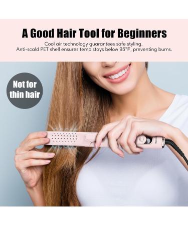 Terviiix Airflow Styler - Titanium Hair Straightener & Curler for Travel | 5 Temp Settings Auto Shut Off Dual Voltage Pink - Buy Online on GoSupps.com