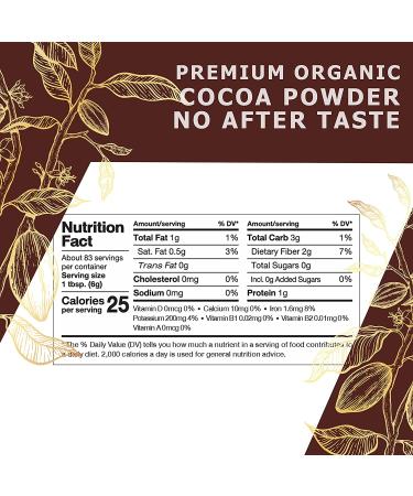 Organic Cocoa Powder Unsweetened (17.6 Oz) - Rich Dark Chocolate Flavor | Keto Friendly, Gluten Free, Vegan | USDA Certified | Ideal for Baking and Drinks - Buy Online on GoSupps.com