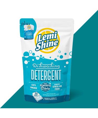 Lemi Shine Natural Dishwasher Pods | All-In-One Powder & Gel Dishwasher Detergent Pods with Powerful Citric Acid | Includes Bonus Pack of Dishwasher Cleaner | Eco Friendly Dish Wash Cleaning Supplies, 65 Count