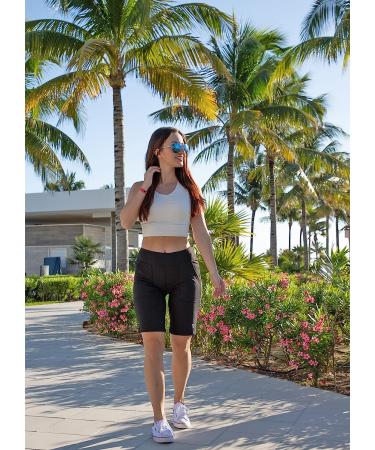 Baleaf Women's Bermuda Long Shorts - Black, Large | High Waisted Athletic Shorts for Casual Summer Running - Quick Dry & Knee-Length - Buy Online on GoSupps.com