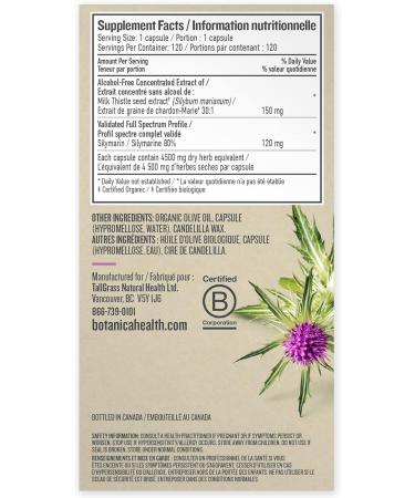 Botanica Milk Thistle Super Concentrated Liquid Capsules 4500 mg dry herb equivalent Promotes Healthy Liver Function & Detoxification Antioxidant Natural Herb Extract Remedy Non-GMO Vegan Gluten Free 120 Capsules (120 Servings) Milk Thistle 120 count (Pac - Buy Online on GoSupps.com
