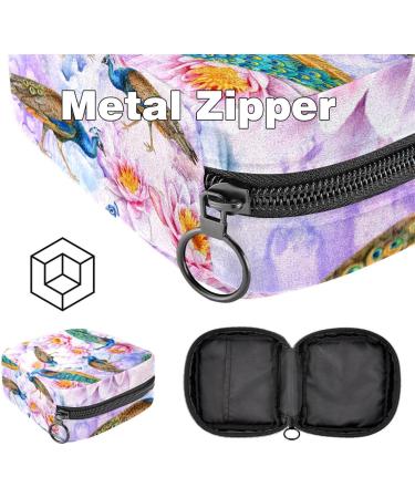 Elegant Storage Bags for Women's Bandages | Aesthetic Peacock & Pink Floral Patterns | Portable Menstrual Pad & Tampon Holder | Ideal for School & Office - Buy Online on GoSupps.com