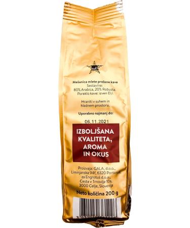  Zlata Kava ZLATA KAVA Premium Dark Roast Ground Coffee Powder Finely ground Arabica and Robusta coffee beans Strong aroma and rich flavor Perfect gift box for ground coffee Pack of 6 (200g x 6) - Buy Online on GoSupps.com