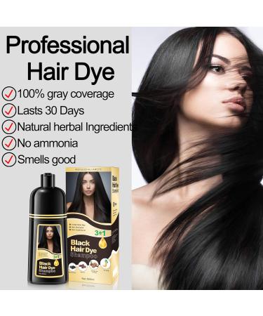 Black Hair Dye Shampoo - Instant Gray Hair Coverage | 3-in-1 Herbal Color Shampoo for Men & Women | Long Lasting 500ml - Buy Online on GoSupps.com
