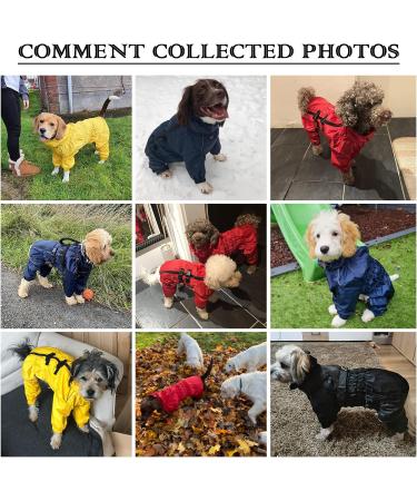 Geyecete Waterproof Rain Coat for Dogs - Reflective 4-Legged Jacket with Dishes Hole - Navy Blue - XL for Large Medium & Small Dogs - Buy Online on GoSupps.com