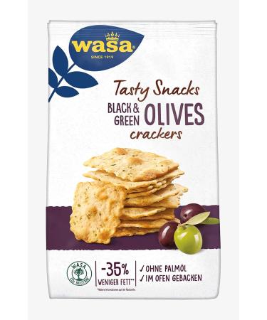 Wasa Tasty Snacks Crackers with Black & Green Olives - Crispy 150g Wheat Crackers | International Shipping Available - Buy Online on GoSupps.com