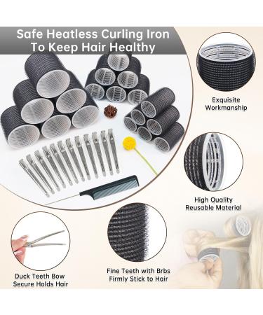 Kouclaa 31 Pcs Black Hair Roller Set Hair Rollers With Clips 3 Size(60mm 44mm 32mm) 18 Pcs Rollers for Hair Volume and 12 Hair Clips and 1 Comb Hair Rollers for Long Hair Medium and Short Hair Black(60mm 44mm 32mm) - Buy Online on GoSupps.com