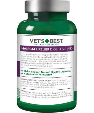 Vet's Best Cat Hairball Relief Digestive Aid 60 Chewable Tablets 3 Pack - Buy Online on GoSupps.com