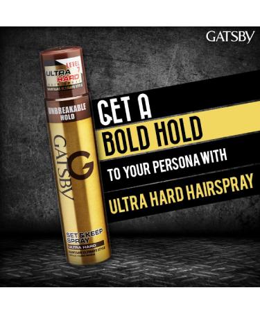 Gat'sby Set & Keep Hair Spray - Ultra Hard 250ml | Quick Drying Long Lasting Hold No Flaking Natural Shine & Easy Wash Off | Contains UV Ray Protector | Hair Spray For Salon Like Finish - Buy Online on GoSupps.com