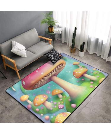 Flannel Carpet Wonderful Little Mushrooms Picture 60 x 39 in Non-Slip Durable Suitable for Living Room and Office Bedroom - Buy Online on GoSupps.com