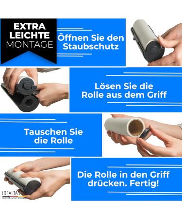 IDEALTASITIC Large Lint Roller 3x60 Sheets for Effective Lint & Hair Removal on Sofa Bed Clothing & Car | XXL Sticky Roller for Pets & Maximum Cleaning - Buy Online on GoSupps.com