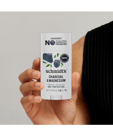 Schmidt's Aluminum-Free Vegan Deodorant Charcoal & Magnesium with 24 Hour Odor Protection 4 Count for Women and Men Natural Ingredients Cruelty-Free 2.65 oz - Buy Online on GoSupps.com
