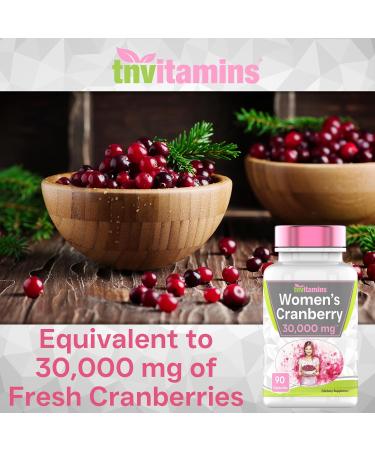 tnvitamins Cranberry Pills for Women: 30 000 mg - 90 Capsules | Urinary Tract Health & Support* | Cranberry Concentrate Extract Vitamin Supplement for Women | Non-GMO | Made in The USA! 90 Count (Pack of 1) - Buy Online on GoSupps.com