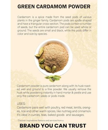 Green Cardamom Powder - 100% Natural, Vegan, Premium Quality (50g) | Gluten Free, No Additives, No Preservatives - Buy Online on GoSupps.com