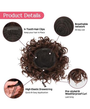 Rpeixya Hair Part Bun with Elastic Cord - Stylish Curly Ponytail Chignon for Women & Girls (Brown) | Perfect for Elegant Updos & Everyday Wear - Buy Online on GoSupps.com