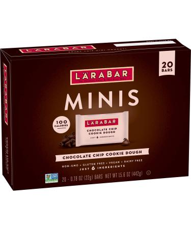 Larabar Chocolate Chip Cookie Dough Mini Bars, Gluten Free Vegan Fruit & Nut Bar, 0.78 oz Bars, 20 Ct