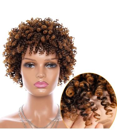 Kinky Curly Wigs for Black Women Short Curly Wigs for Black Women Afro Wig with Bangs Natural Hair Wigs for Black Women 1T30