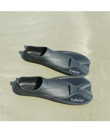 Trybesty Swim Fins Short Snorkel Flippers for Snorkeling & Diving - Black - Size M for Adult Men & Women (7.5-9 Men, 8.5-10 Women) - Buy Online on GoSupps.com