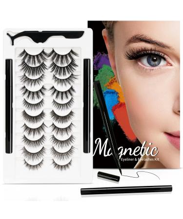 Magnetic Eyeliner with Eyelashes  Lashes Natural Look  Reusable False Eyelashes with 2 Magnetic Eyeliners & Tweezers - Easy to Wear - Buy Online on GoSupps.com