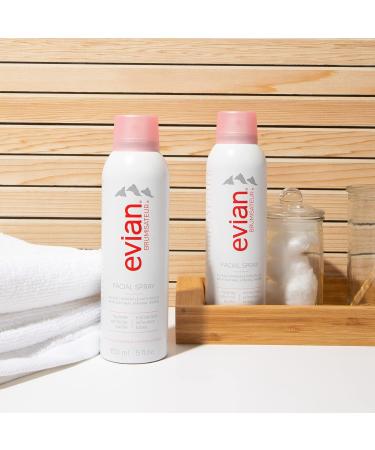Evian Facial Spray Duo 5 oz - Hydrate & Refresh Skin Revive Makeup Soothe Sensitivity - All Skin Types - Authentic French Alps Skincare - Buy Online on GoSupps.com