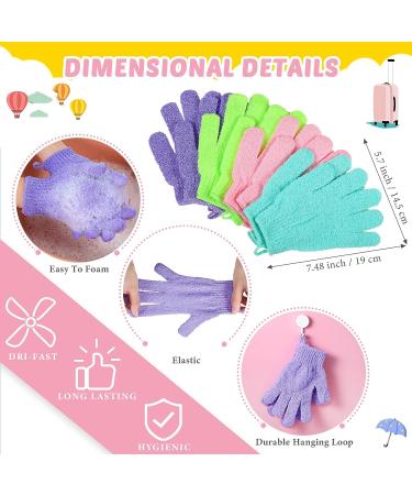 Breling Exfoliating Back Scrubber Set - 8 Pieces | Shower Gloves for Women, Men & Children | Stretchable Pull Strap Washcloth | Pink, Purple, Blue, Green - Buy Online on GoSupps.com
