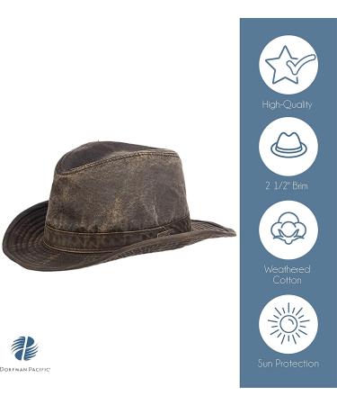 Dorfman Pacific Men's Indiana Jones Weathered Cotton Hat - Large Dark Brown - Buy Online on GoSupps.com