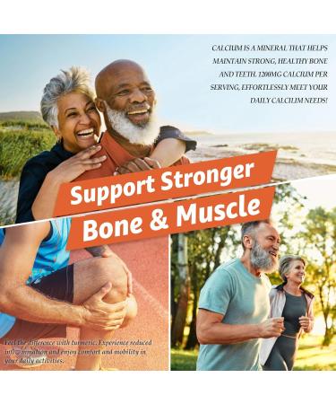 Calcium Gummies with Turmeric for Women & Men - Calcium 1200mg with Vitamin D3 K2 B12 5000 IU & Zinc Suger-Free Calcium Supplement for Bone Muscle Strength & Immune Support - Vegan(120 Count) 60 Count (Pack of 2) - Buy Online on GoSupps.com