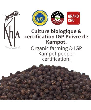 Khla Poivre Noir de Kampot Premium IGP - 50g - Poivre en Grains en Sachet - Emballage Traditionnel en Feuilles de Palme - Buy Online on GoSupps.com